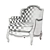 Elegant Gray Linen Hillary Chair 3D model small image 3