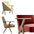 Elegant Benjara Wood Armchair 3D model small image 4