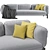 Tarantino Velvet 3-Seater Sofa 3D model small image 2