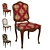 Elegant Wooden Chair with Fabric Upholstery 3D model small image 1