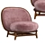 Modern Velvet Wooden Armchair 3D model small image 1