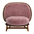 Modern Velvet Wooden Armchair 3D model small image 2