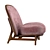 Modern Velvet Wooden Armchair 3D model small image 4
