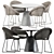 Sleek Rock Table & GiGi II Chair Set 3D model small image 1