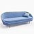 Elegant Blue Velvet Curved Sofa 3D model small image 2