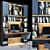 Sleek Black Office Set 3D model small image 1