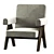 Pierre Jeanneret PJ 01 Cream Velvet Lounge Chair 3D model small image 2