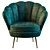 Velvet Green Garda Decor Armchair 3D model small image 2