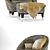 Elegante Nubuck Modern Armchair 3D model small image 3