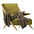 Italian Modernist Velvet Lounge Chairs 3D model small image 1