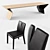 BLITZ Bamboo Wood Table | CUTTER Leather Chair 3D model small image 4
