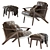 Retro Lounge Chair & Ottoman Set 3D model small image 1