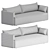 Modern Offset 3 Seater Sofa 3D model small image 2