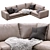 Modern Leather 3-Seater Sofa 3D model small image 1