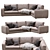 Modern Leather 3-Seater Sofa 3D model small image 3