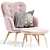 Contemporary Pink Tufted Armchair 3D model small image 1