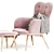Contemporary Pink Tufted Armchair 3D model small image 3