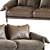 Alpino 2 Seater Sofa: Sleek Fabric Design 3D model small image 4