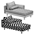 Luxurious Cotton Velvet Chaise: Scott 3D model small image 3