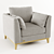 Elegant Wood and Fabric Armchair 3D model small image 6
