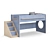 Modular Loft Bed with Corner Ladder 3D model small image 1