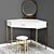 Modern Corner Dressing Table with Mirror and Stool 3D model small image 1