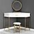 Modern Corner Dressing Table with Mirror and Stool 3D model small image 2