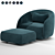 Modern Swivel Brice Armchair 3D model small image 1