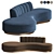 Curved Chanel Velvet Sofa: Haute House Layla 3D model small image 4