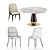 Modern Beige Leather Dining Chair & Versace Vasmara Table 3D model small image 3
