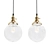 Vintage Glass Pendant Lamp with Switches 3D model small image 1