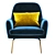Luxury Vienna Velvet Blue Armchair 3D model small image 2