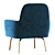 Luxury Vienna Velvet Blue Armchair 3D model small image 4