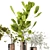 Wood & Concrete Indoor Plant Set 3D model small image 4