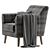 Odens Grey Velvet Armchair 3D model small image 2