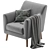 Odens Grey Velvet Armchair 3D model small image 4