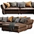 Sleek Flexform Newbridge Leather Chaise Lounge 3D model small image 5