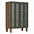 Scandinavian Small Sideboard with Corrugated Glass 3D model small image 1