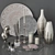 Elegant Silver Decor Set 3D model small image 12