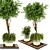 Natural Wood & Concrete Outdoor Plant Set 3D model small image 1