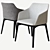 Stylish Elle Chair with Wood Base 3D model small image 2