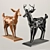 Polygonal Deer Sculpture - Low Poly Set 3D model small image 1