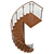 Modern Wood and Steel Spiral Staircase 3D model small image 2