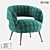 Modern Metal and Fabric Armchair 3D model small image 1