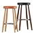 Elegant Oak Bar Stools by Carl Hansen 3D model small image 2