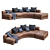Curved Lewis Leather Sofa - Modern Design 3D model small image 3