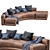 Curved Lewis Leather Sofa - Modern Design 3D model small image 4