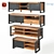 Modern Metal and Wood TV Stand Set 3D model small image 1