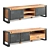 Modern Metal and Wood TV Stand Set 3D model small image 2