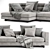 Luxurious Minotti Alexander Chaise Longue Sofa 3D model small image 3